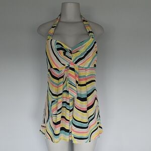 Nanette Lepore silk Reggae stripe halter blouse-12